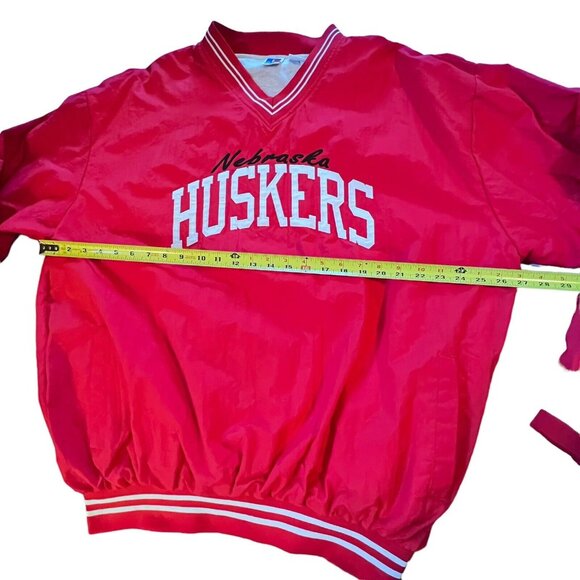 Vtg Nebraska Corn Huskers Pullover Jacket XL NCAA Russell Athletic Red Nylon - Picture 11 of 12